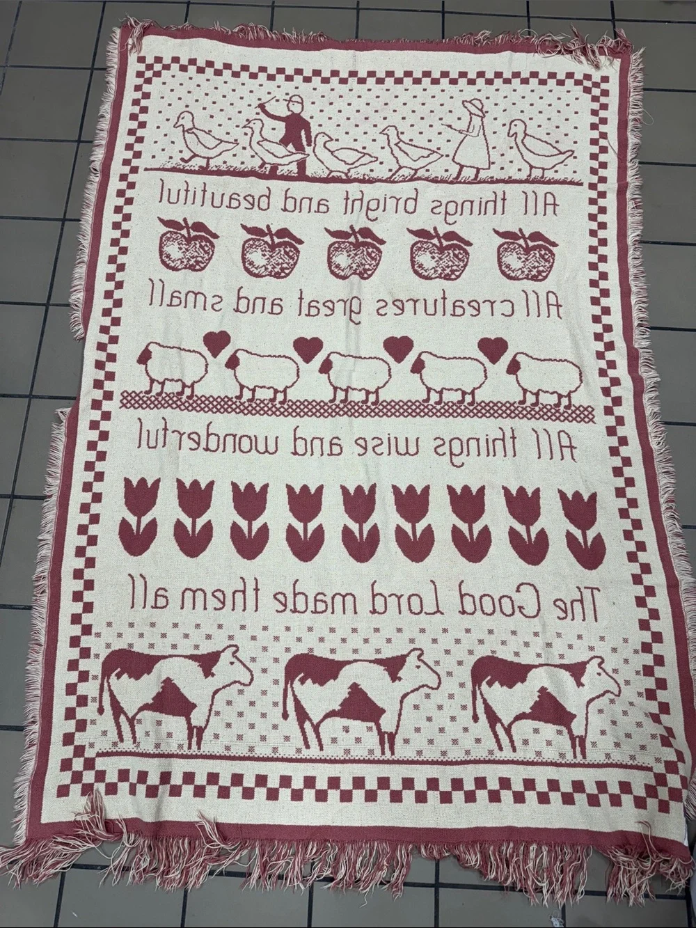 All Things Bright and Beautiful Red Throw Blanket - Farmhouse Home Holiday